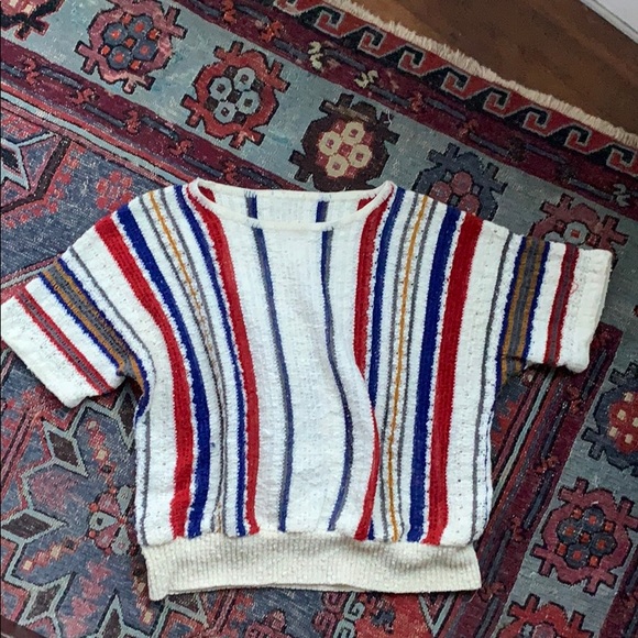 Tops - Vintage multi color stripe sweater top S/M